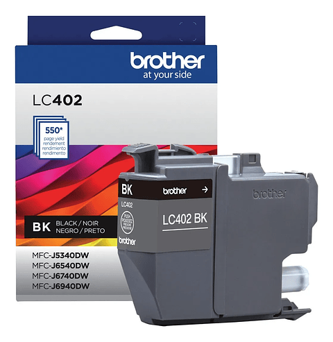 Cartucho de Tinta Brother LC402BK Negro Original - Rendimiento 550 Páginas