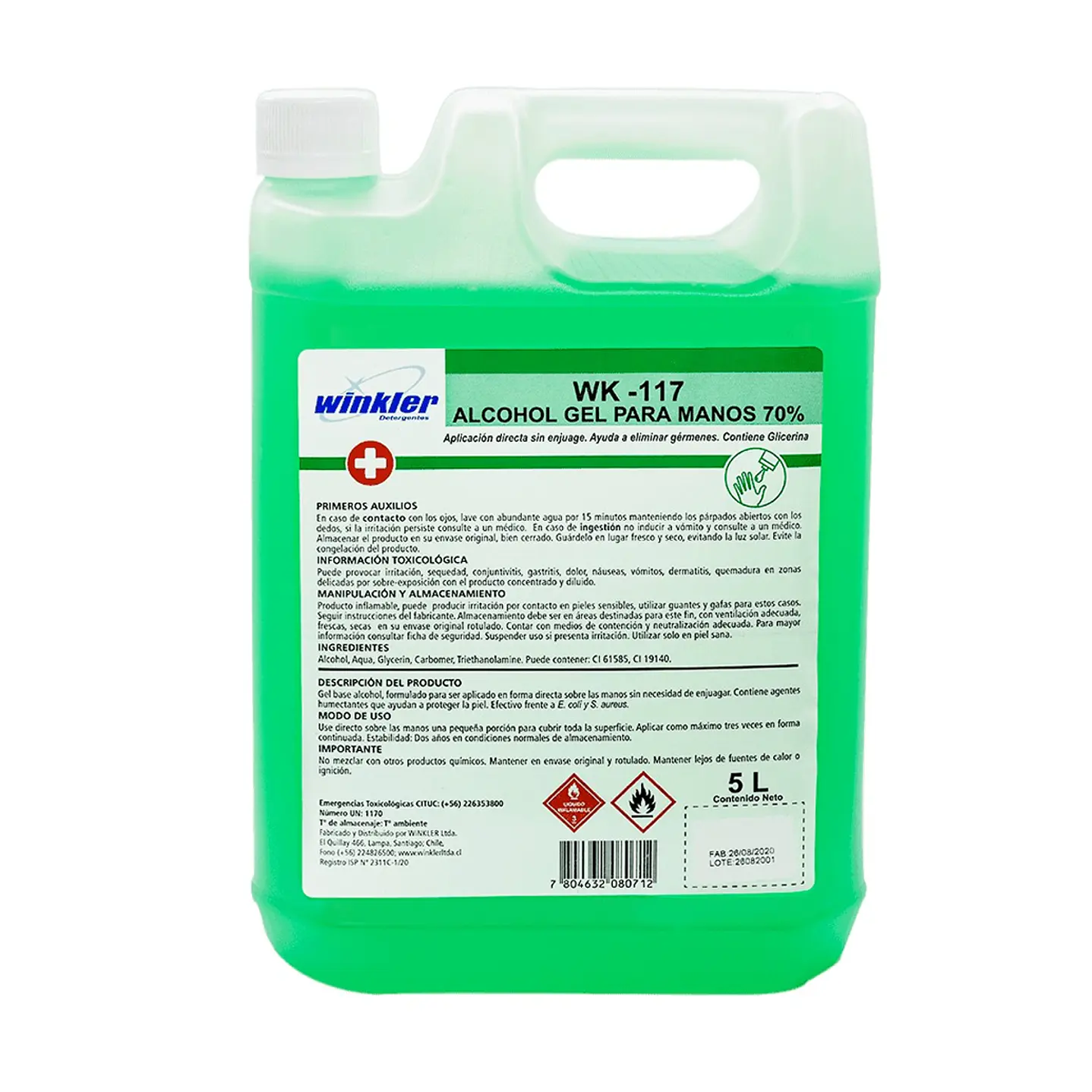 Alcohol gel desinfectante de manos Winkler WK‑117 bidón 5 L para uso profesional 1