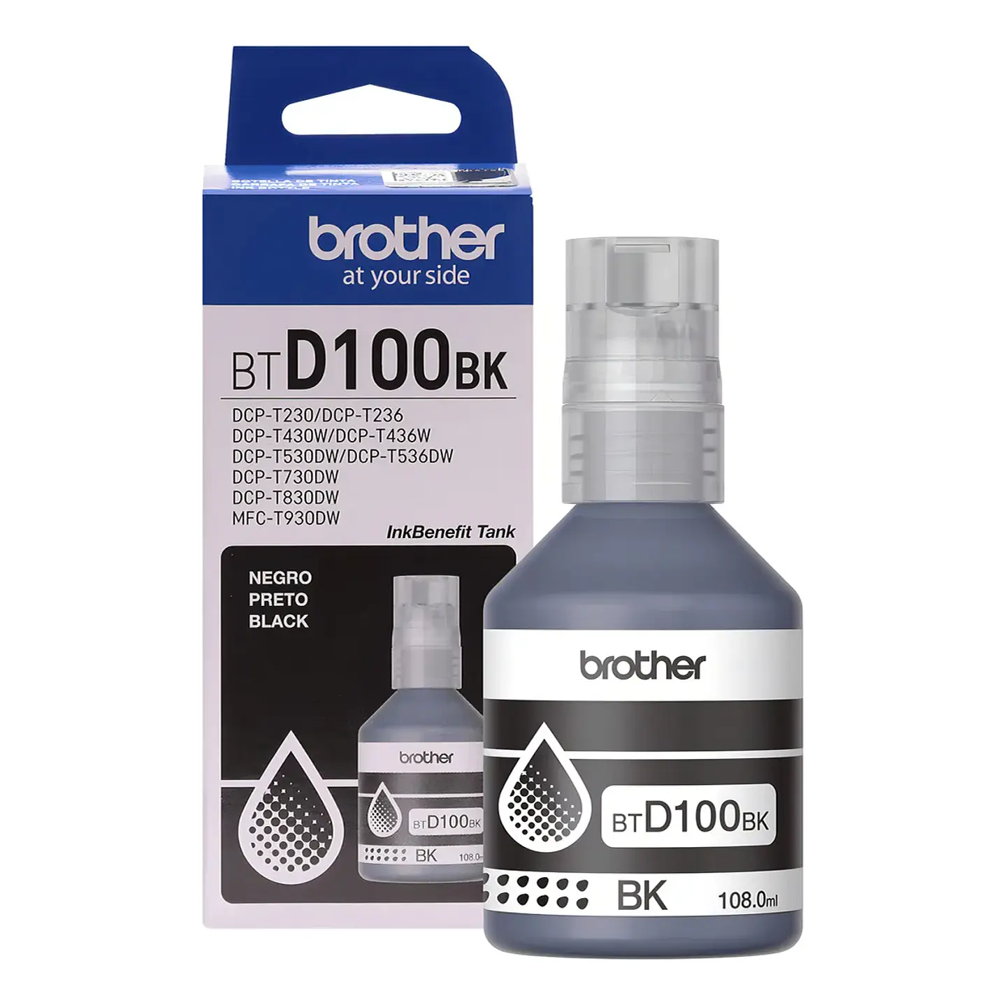 Botella de Tinta Original Brother BTD100BK Negro - Ultra Alto Rendimiento - 7.500 Páginas 1
