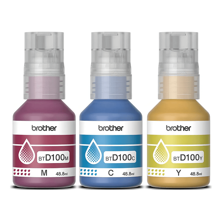 Kit de 3 Botellas de Tinta Original Brother BTD100CL3PK - Cian, Magenta y Amarillo - 5.000 Páginas 4
