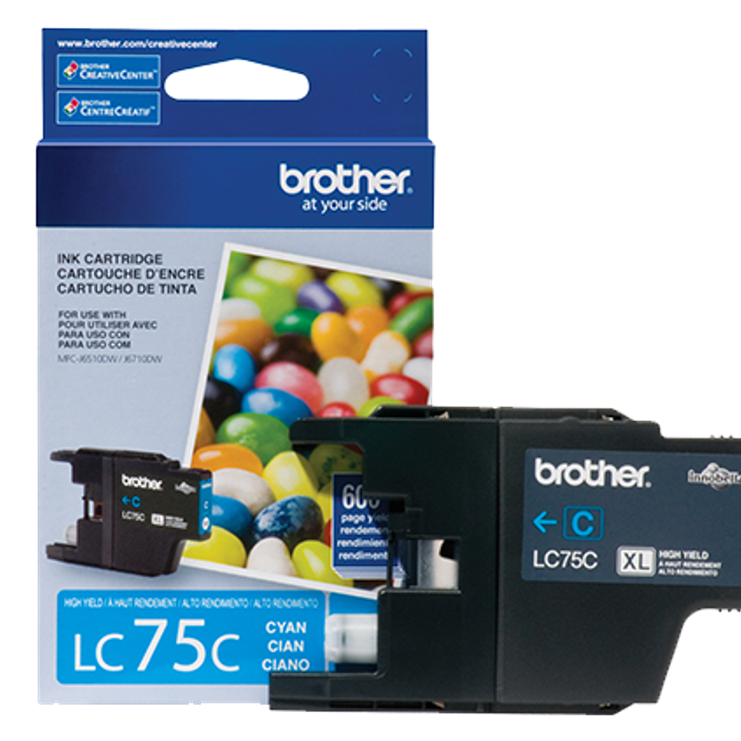 Cartucho de Tinta Brother LC75C - Cian Original, Rendimiento 600 Páginas 1