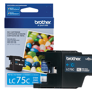 Cartucho de Tinta Brother LC75C - Cian Original, Rendimiento 600 Páginas