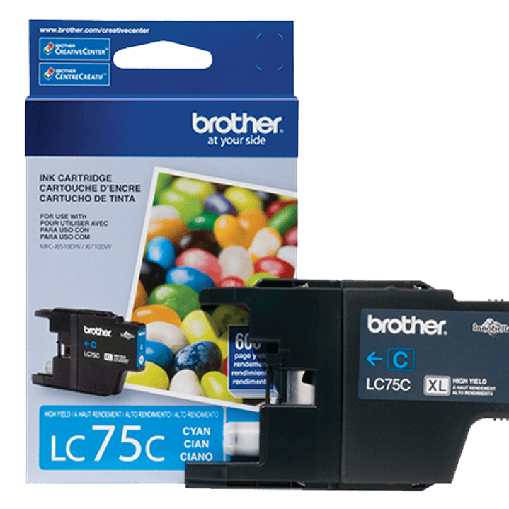 Cartucho de Tinta Brother LC75C - Cian Original, Rendimiento 600 Páginas 1