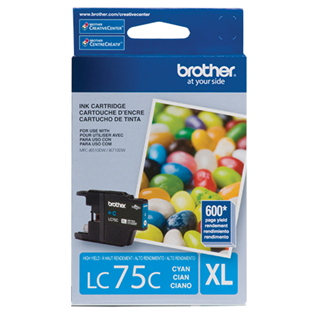 Cartucho de Tinta Brother LC75C - Cian Original, Rendimiento 600 Páginas 2