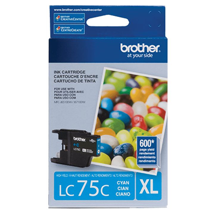 Cartucho de Tinta Brother LC75C - Cian Original, Rendimiento 600 Páginas 2