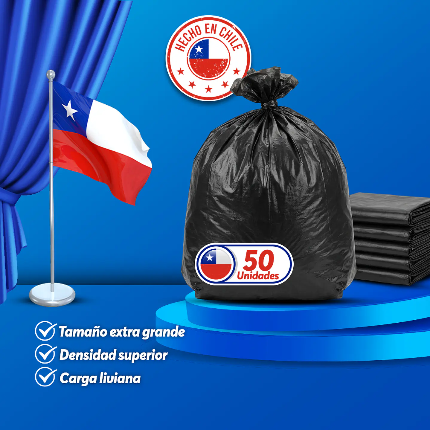 Bolsas de Basura Negras 140x160 cm - Carga Liviana, 360 Litros, 60 Micrones - Pack 50 Unidades 3