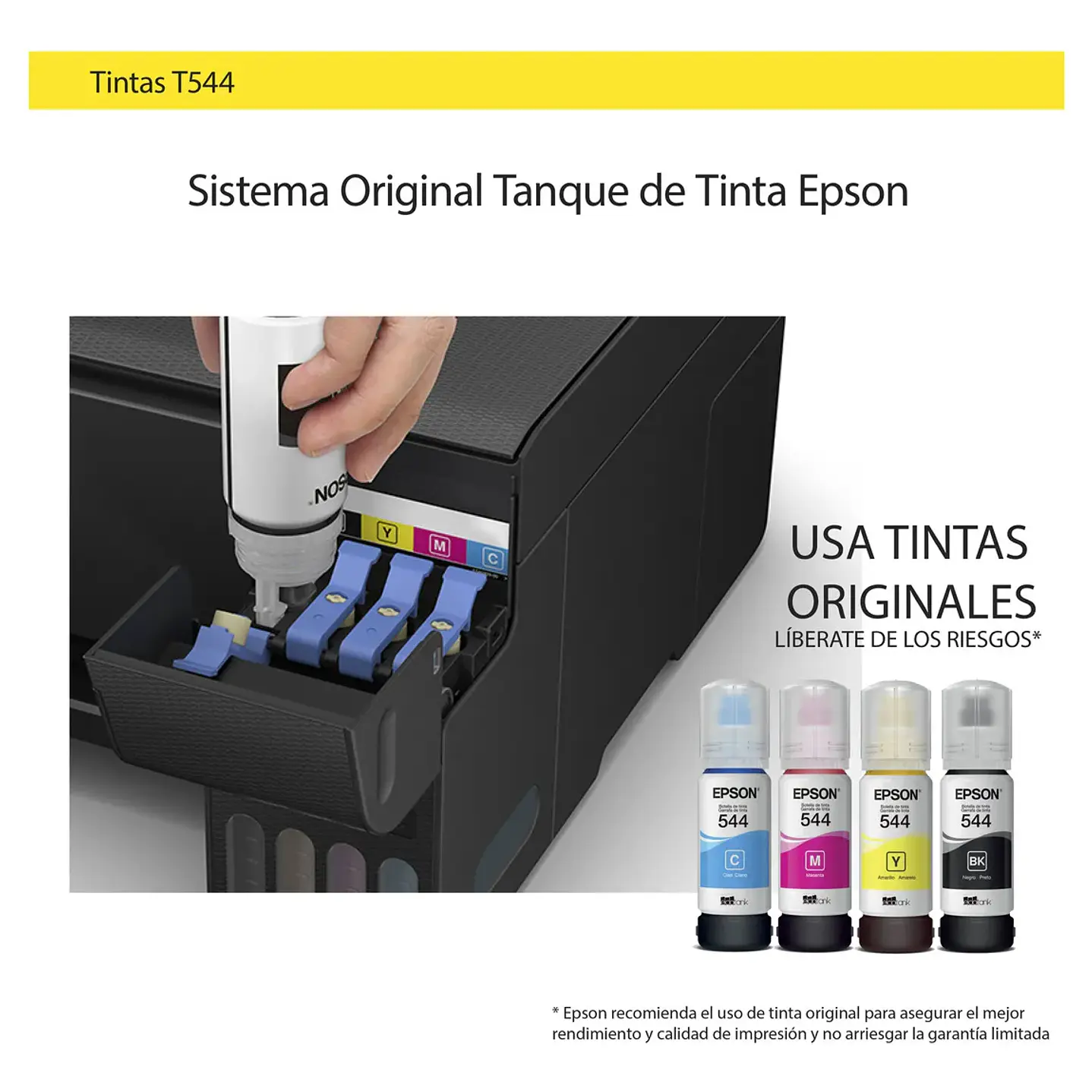 Pack 4 Tintas Epson T544 Originales para EcoTank 3