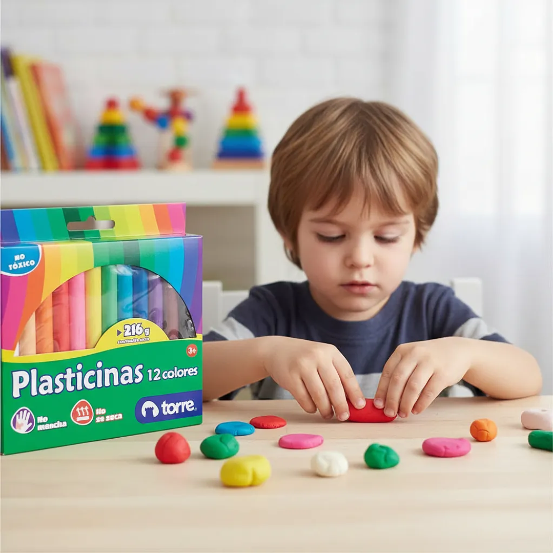 Plasticina 12 Colores Torre Imagia (216g) – Forma Cilíndrica 2