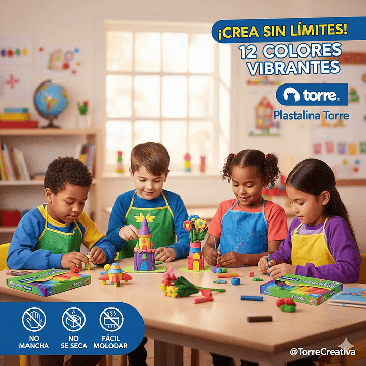 Plasticina 12 Colores Torre Imagia (216g) – Forma Cilíndrica 4