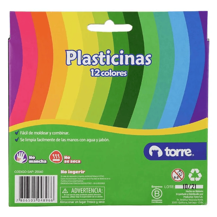 Plasticina 12 Colores Torre Imagia (216g) – Forma Cilíndrica 8