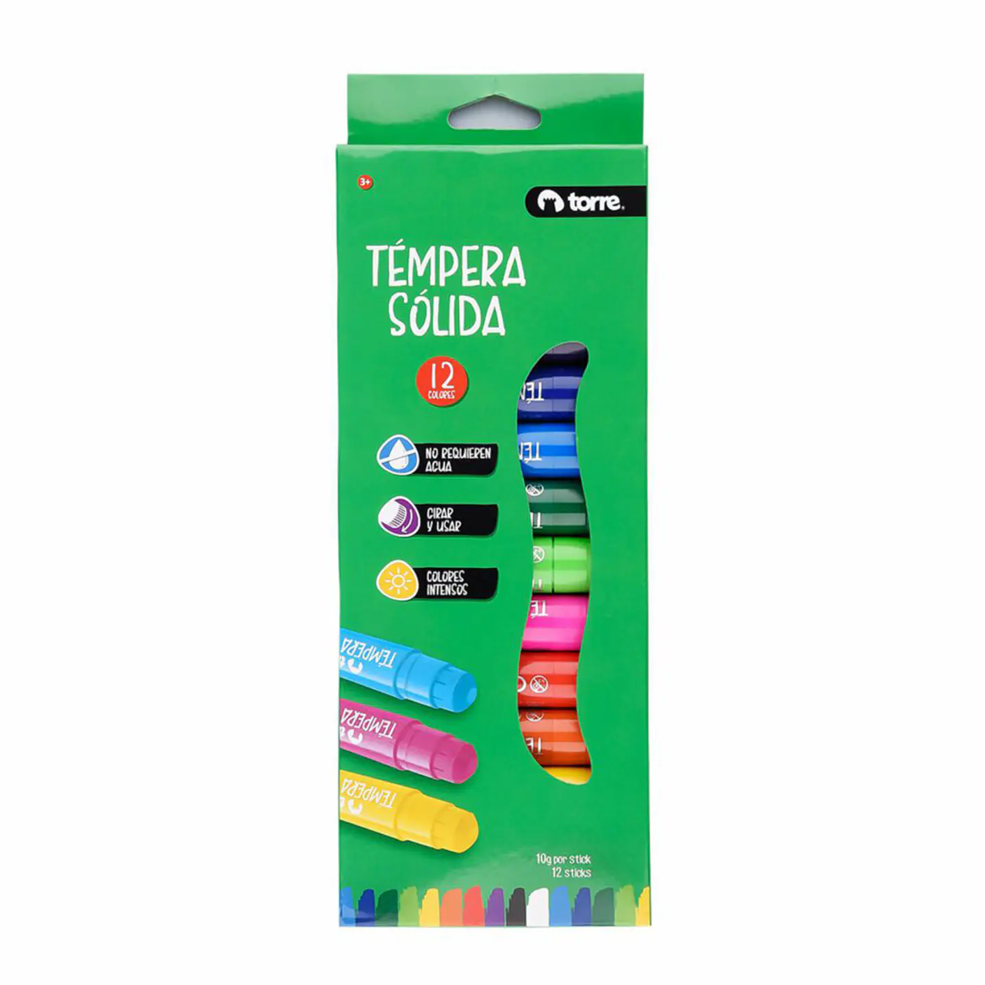 Témpera Sólida Torre 12 Colores: Pintura Sin Agua y Sin Desorden 1