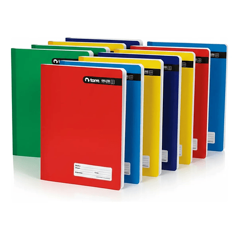 Pack 10 Cuadernos Torre College 100 Hojas 7mm - Diseños Surtidos