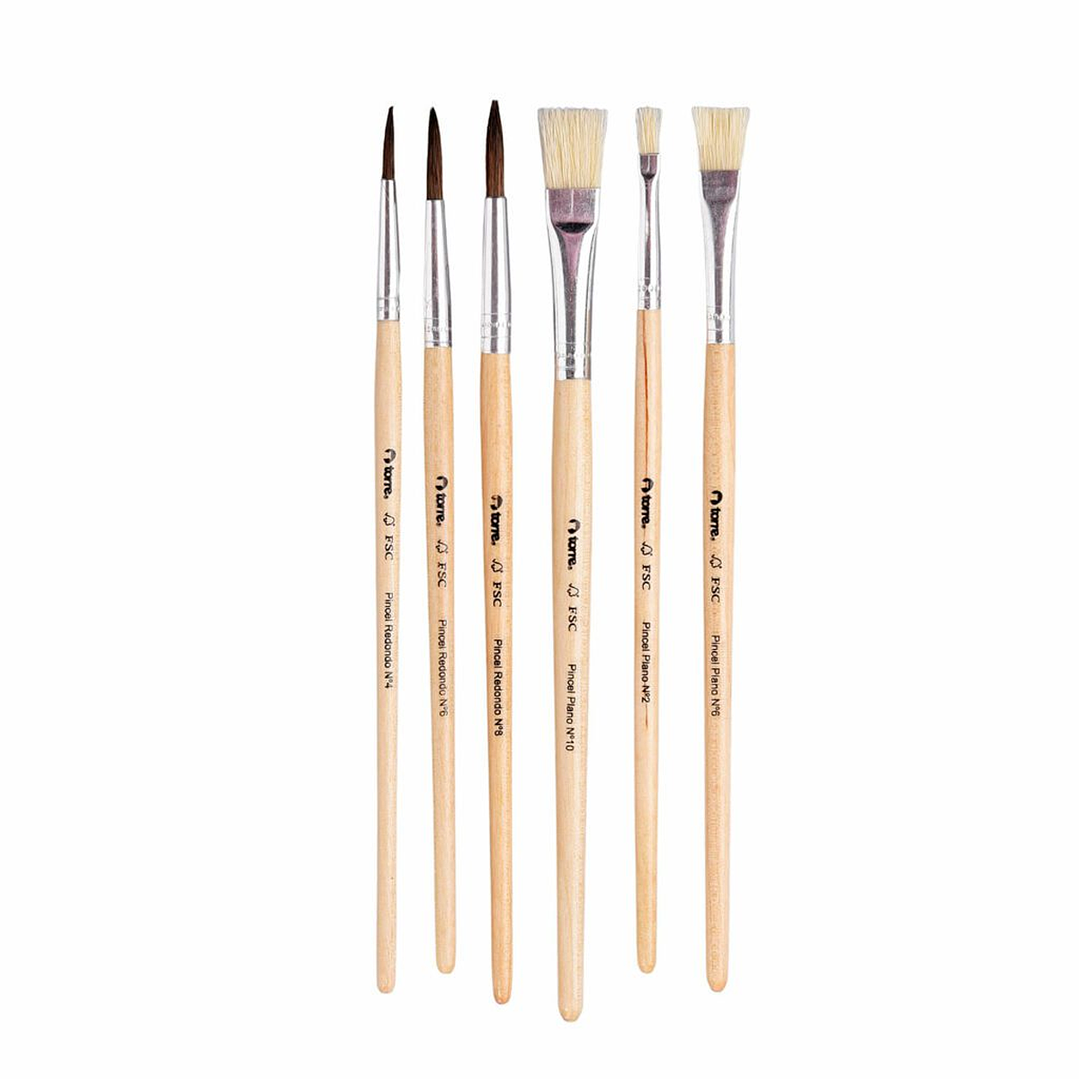 Pack de 6 Pinceles Mixtos N°2 al 10 - Ideal Óleo, Acrílico y Témpera. 2