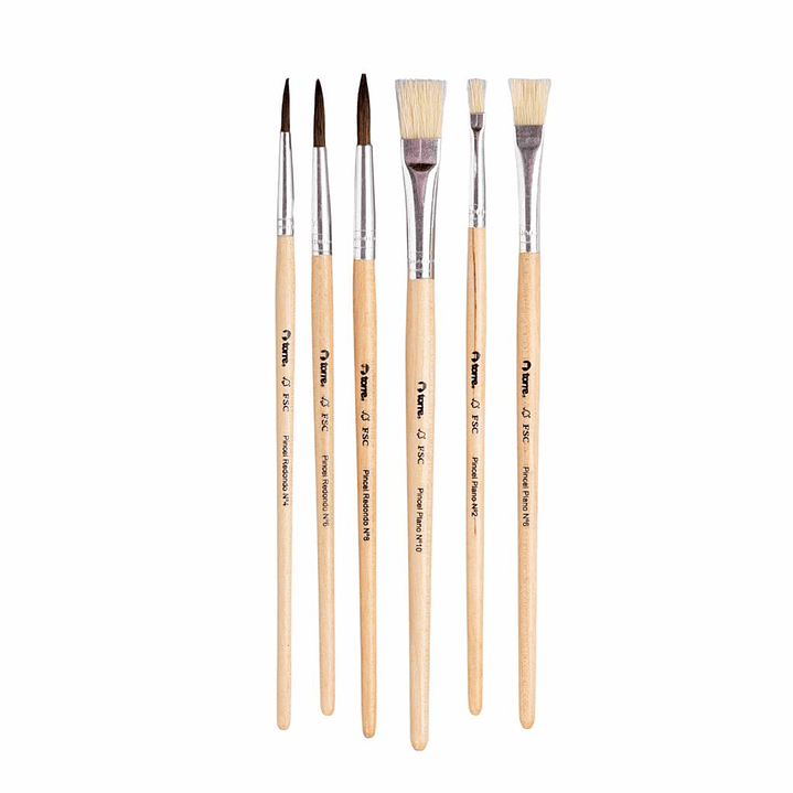 Pack de 6 Pinceles Mixtos N°2 al 10 - Ideal Óleo, Acrílico y Témpera. 2