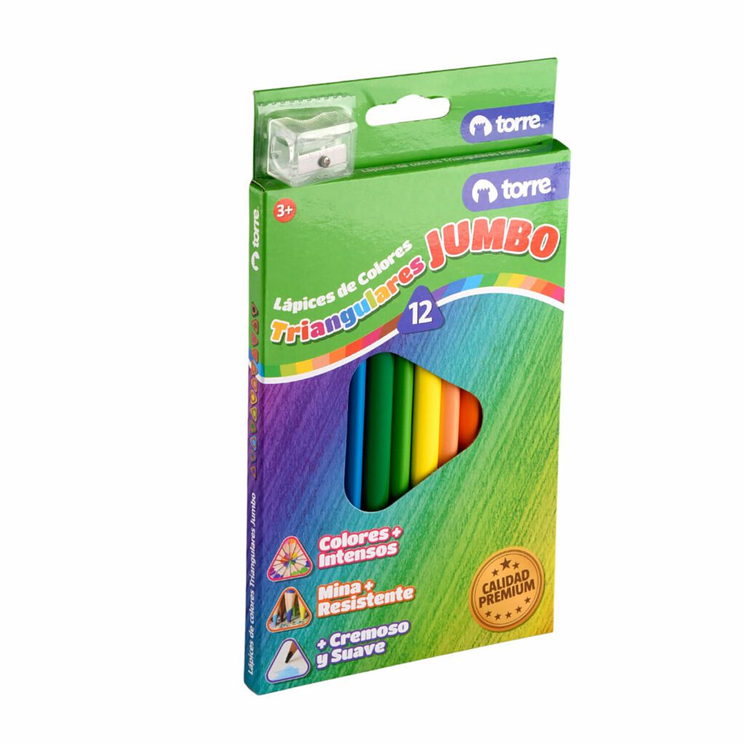 Lápices de Colores Jumbo Torre Imagia 12 Colores Triangulares 4