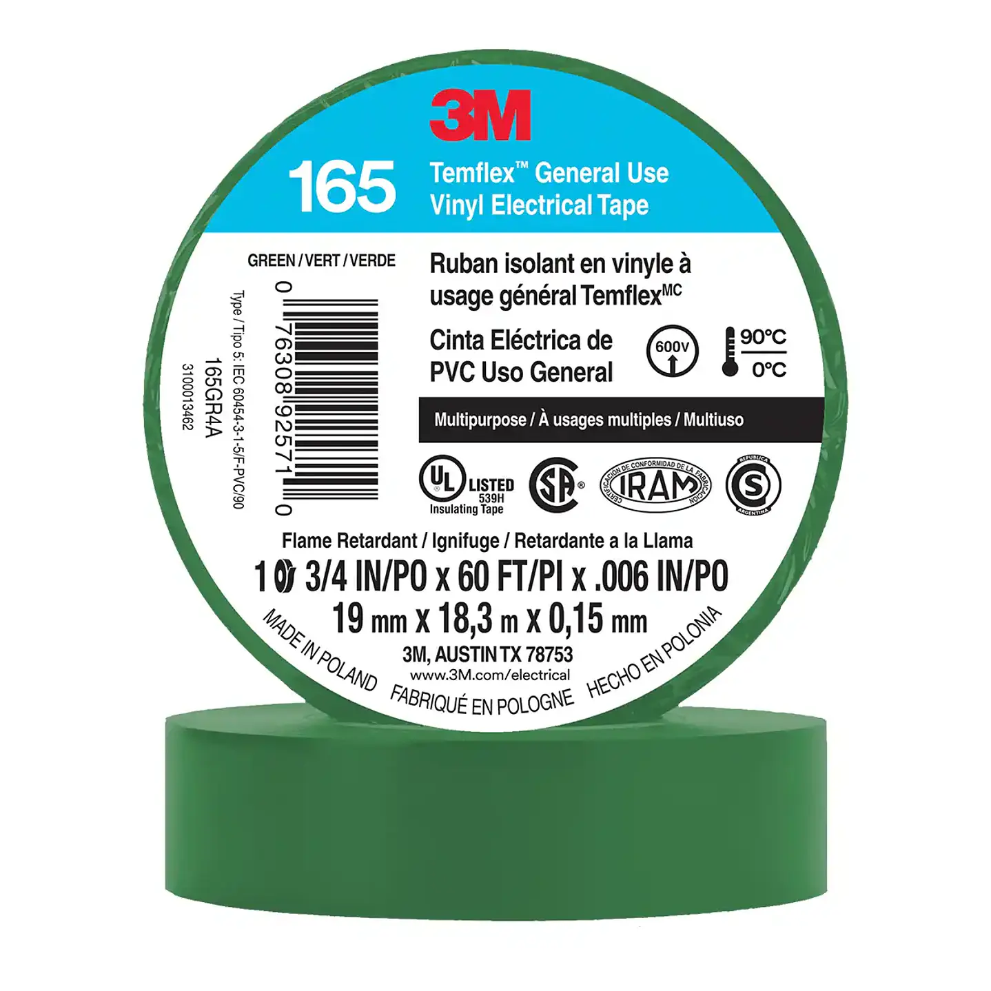 Huincha Aisladora 3M Temflex 165 - Calidad Profesional 19mm x 18.3m 4