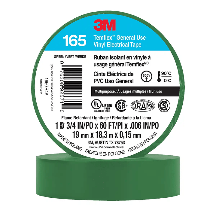 Huincha Aisladora 3M Temflex 165 - Calidad Profesional 19mm x 18.3m 4