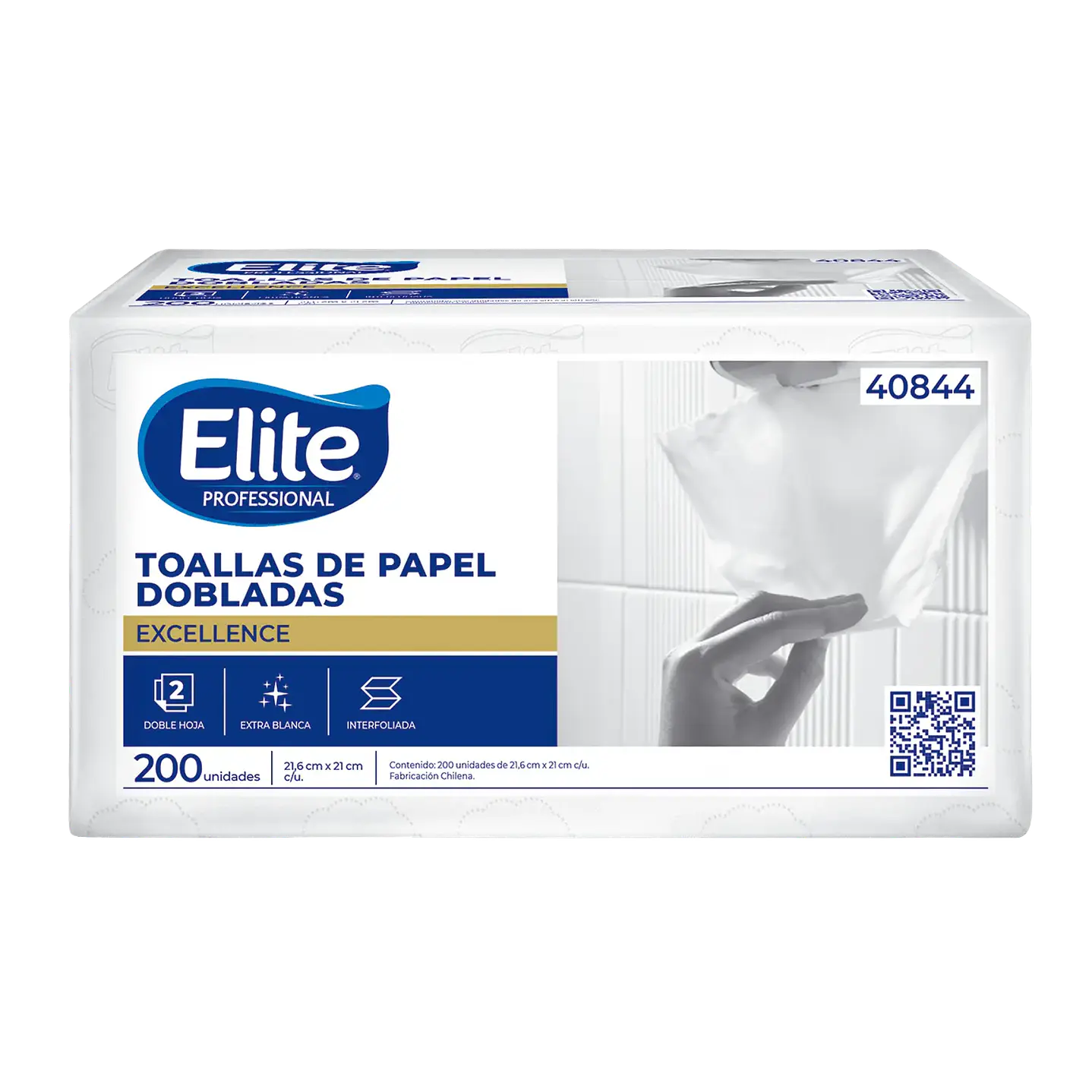Elite Professional - Toalla de Papel Interfoliada - Doble Hoja, 200 Unidades - Blanca 1