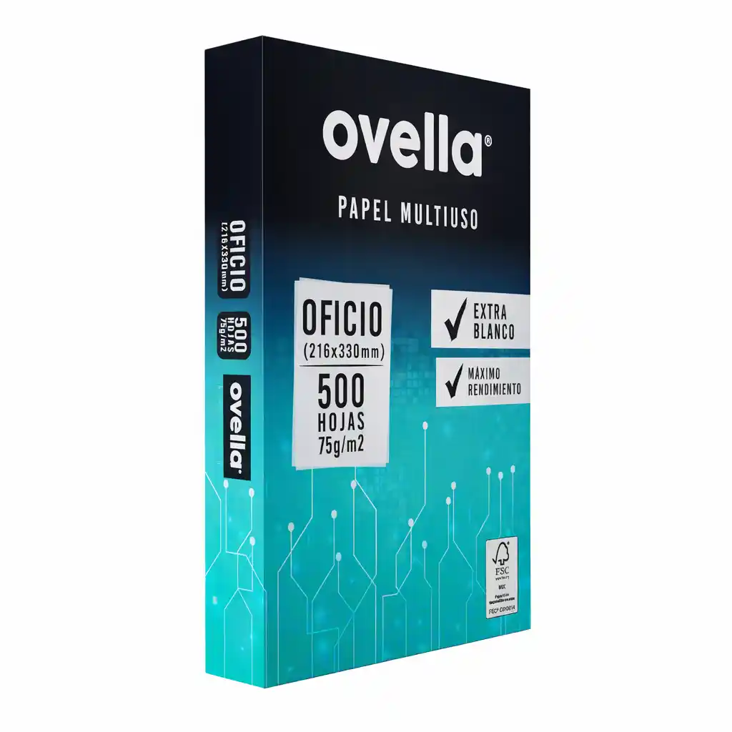 CAJA RESMA 5 UNIDADES PAPEL OFICIO, 500HJS 75GR, OVELLA