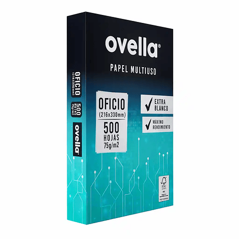Resma de Hojas Oficio 75g Ovella | 500 Hojas Papel Bond Blanco