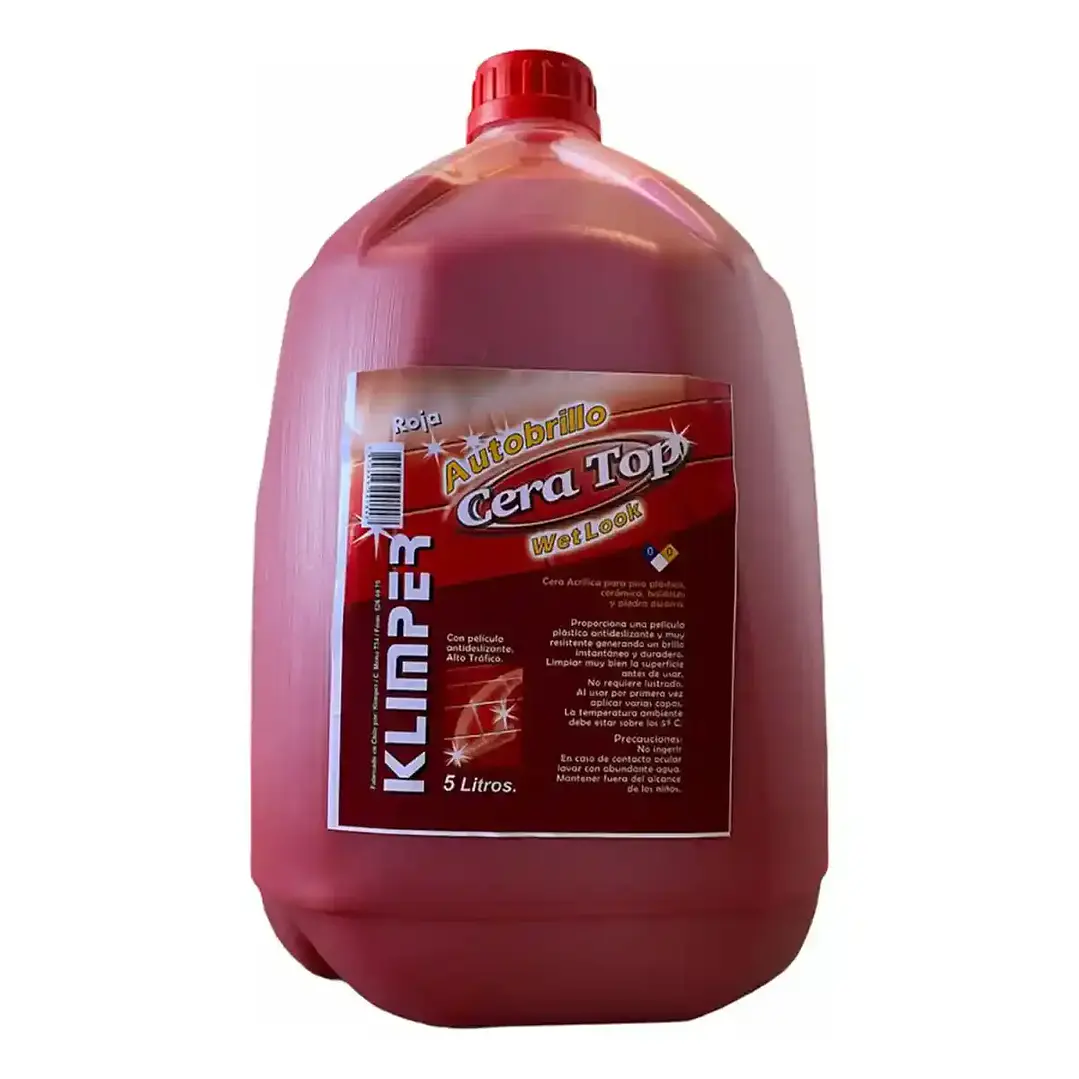 Cera Autobrillo Roja Klimper 5L: Restaura el Color y Brillo de tus Pisos al Instante 1