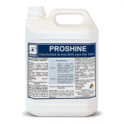 Cera Acrílica Proshine 5L: Brillo Espejo y Máxima Resistencia para Pisos de Alto Tráfico