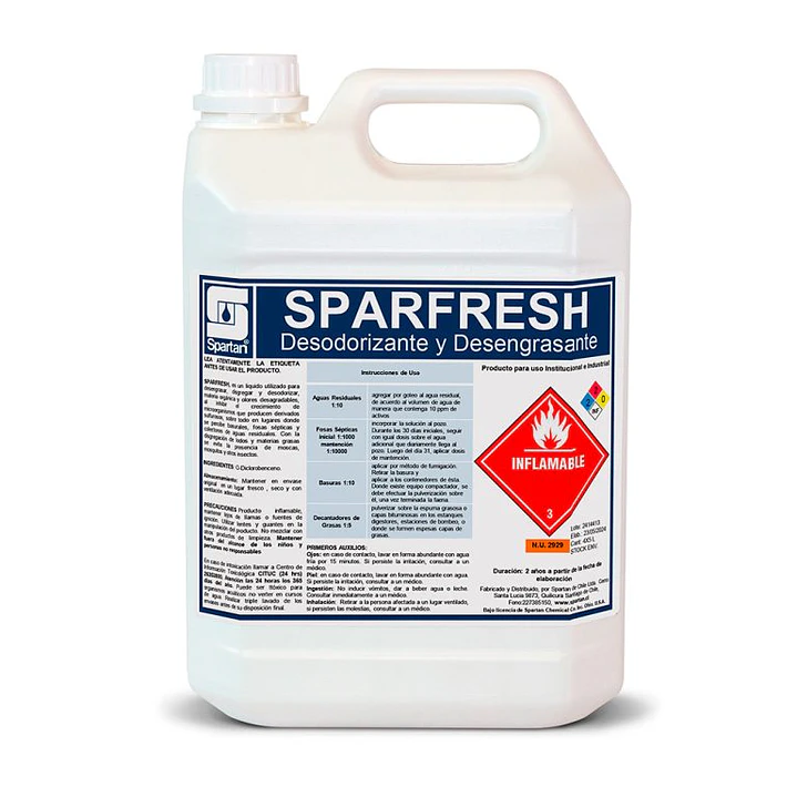 SPARFRESH 5K: Desodorizante y Desengrasante Industrial para Fosas y Grasas 1
