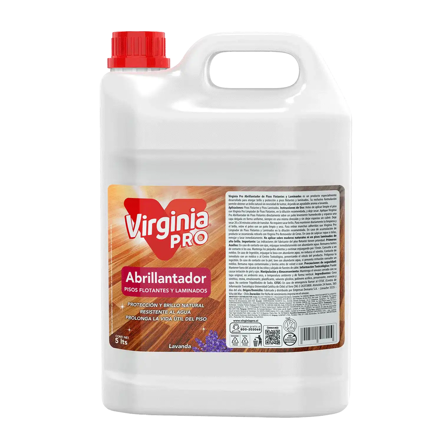 Abrillantador piso flotante y laminados Virginia Lavanda bidón 5 L para uso profesional