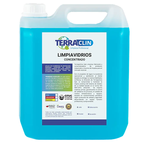 Limpiavidrios profesional Terraclin bidón 5 litros para uso profesional