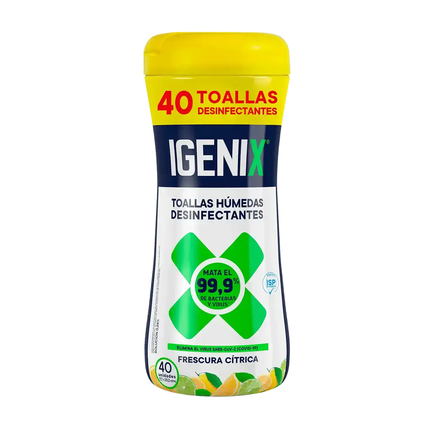 Toallas Húmedas Desinfectantes Igenix – Frasco 40 u 1