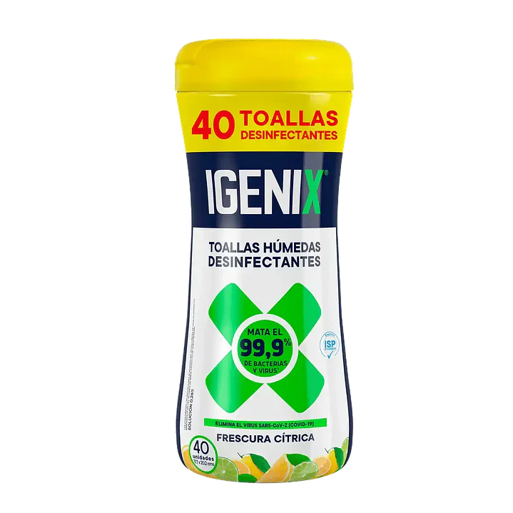 Toallas Húmedas Desinfectantes Igenix – Frasco 40 u 1
