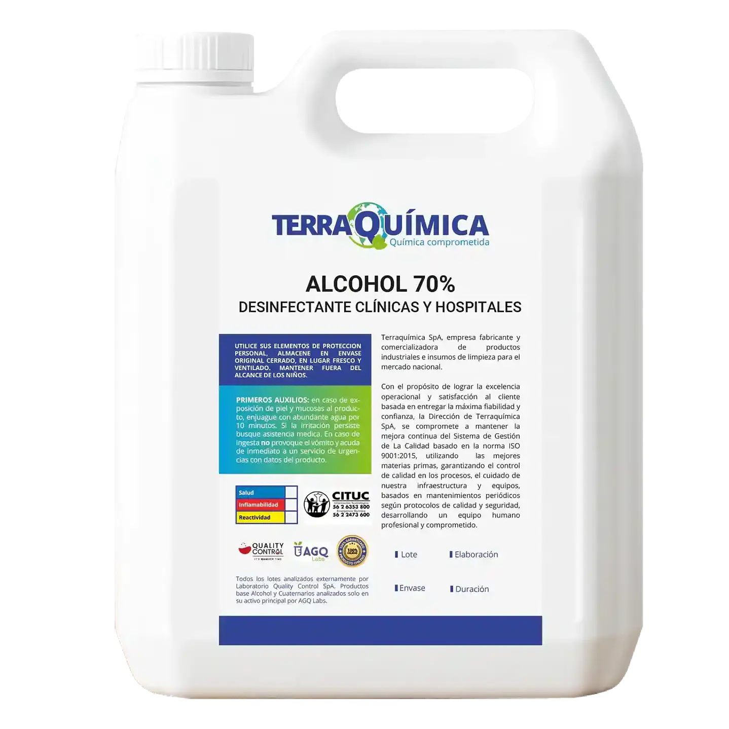 Alcohol Etílico 70 % – 5 L – Uso Profesional 1