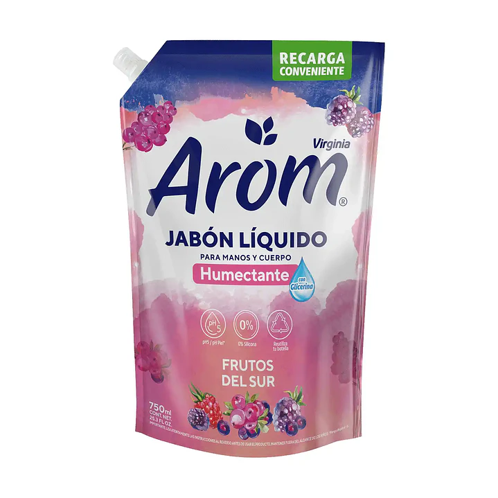 Jabón líquido humectante Arom 750 ml para manos y cuerpo 2