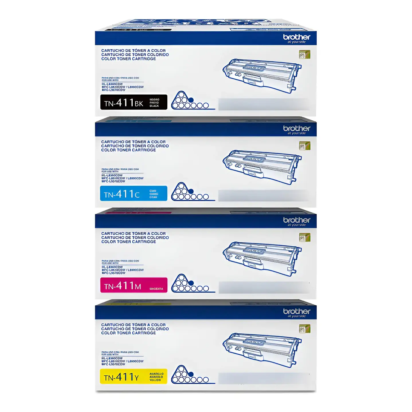 Pack 4 Tóners Originales Brother TN-411 BK/C/M/Y 1