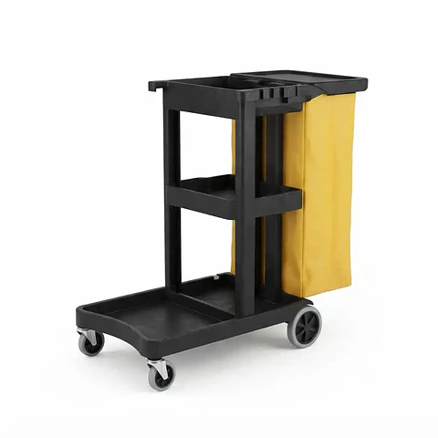 Carro Porta Elementos GLANZ con Tapa de Seguridad Negro y Bolsa Amarilla
