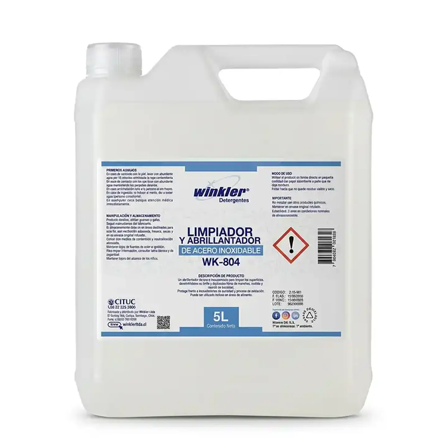 Winkler WK-804 Limpiador y Abrillantador para Acero Inoxidable Profesional | Brillo Duradero y Protección Antióxido 1