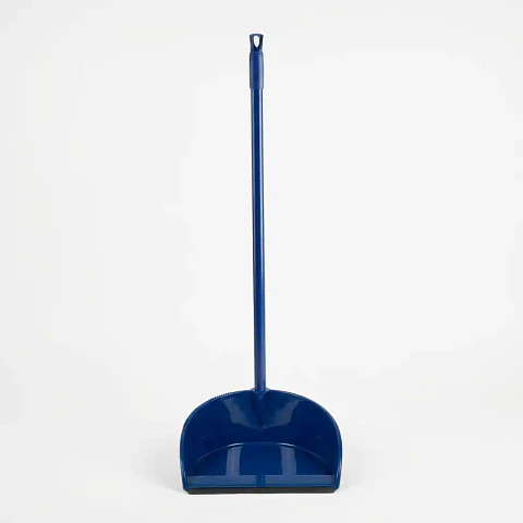 Virutex Pro - Pala Recogedora de Plástico con Mango de Metal y Banda de Goma - Azul