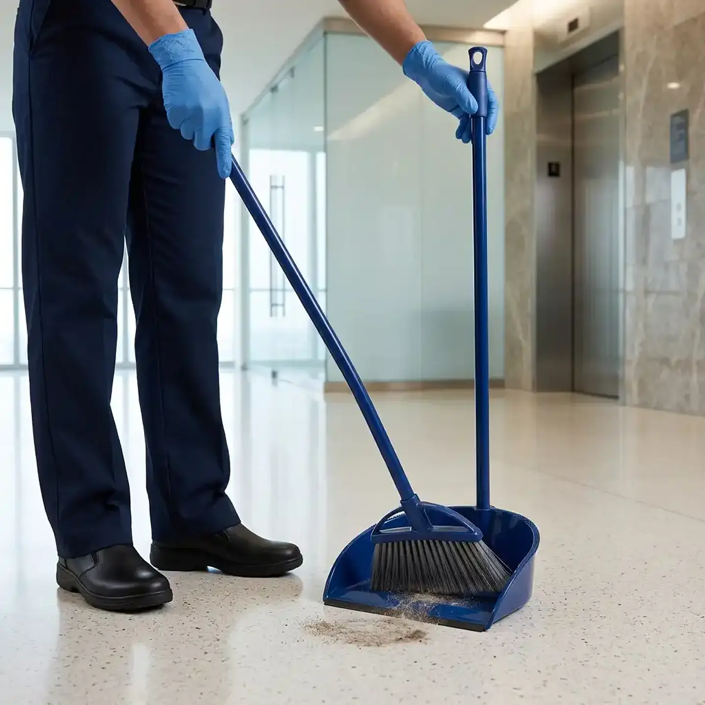 Virutex Pro - Pala Recogedora de Plástico con Mango de Metal y Banda de Goma - Azul 4