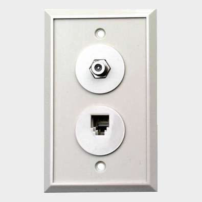 Placa Mural con Puerto RJ11 + Conector F Coaxial, Marfil 1
