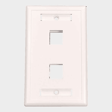 Faceplate plano 2 puertos Keystone vertical blanco
