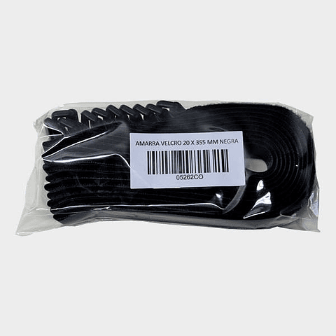 Amarra Velcro 355mm x 20mm - Color Negro 10u