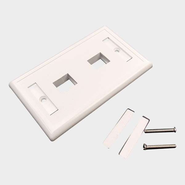 Faceplate plano 2 puertos Keystone vertical blanco 3
