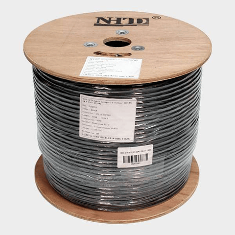 Cable SFTP Cat 6 NHTD 305m 4 Pares 23AWG Negro Exterior Blindaje con Malla