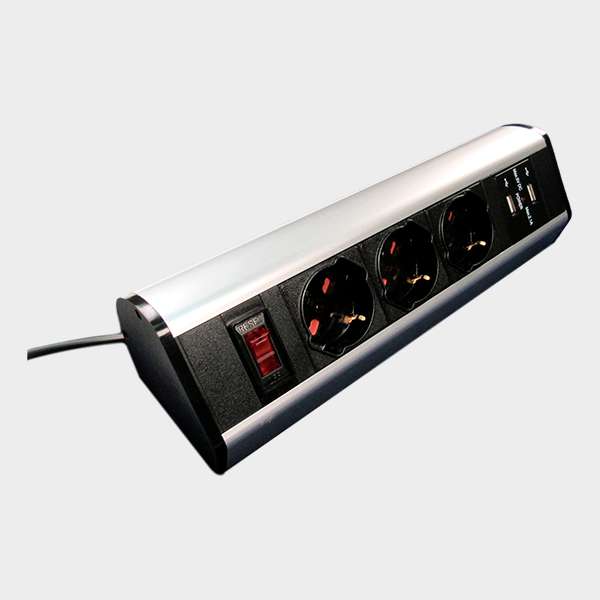 Tomacorriente para Escritorio  y Cargador 3 Módulos 16A 2 USB 3