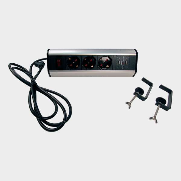 Tomacorriente para Escritorio  y Cargador 3 Módulos 16A 2 USB 4