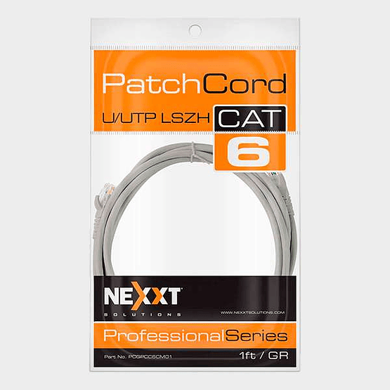 Patch Cord CAT 6 NEXXT UTP Gris 0,3 m