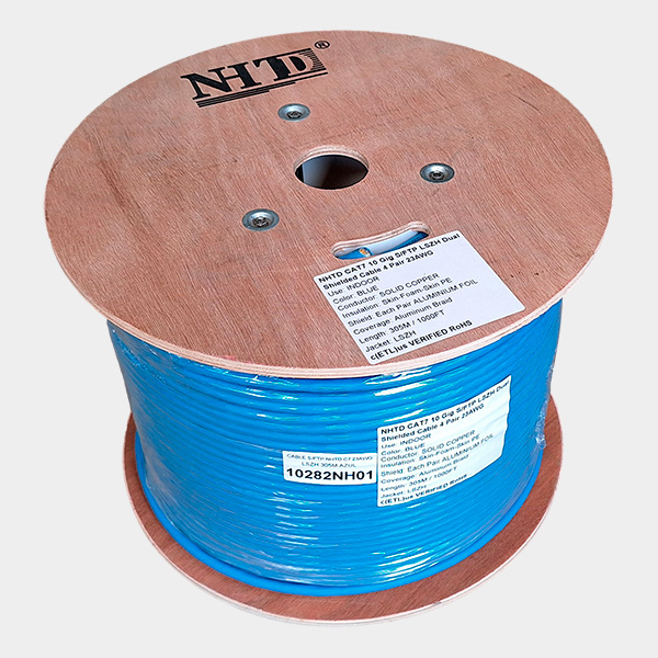 Cable SFTP Cat 7 NHTD 305m 4 Pares 23AWG 10 Gig LSZH Doble Blindaje Azul  1