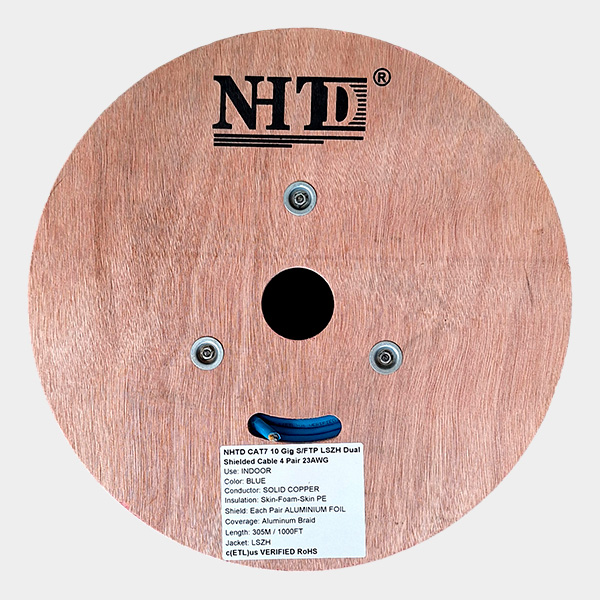 Cable SFTP Cat 7 NHTD 305m 4 Pares 23AWG 10 Gig LSZH Doble Blindaje Azul  2