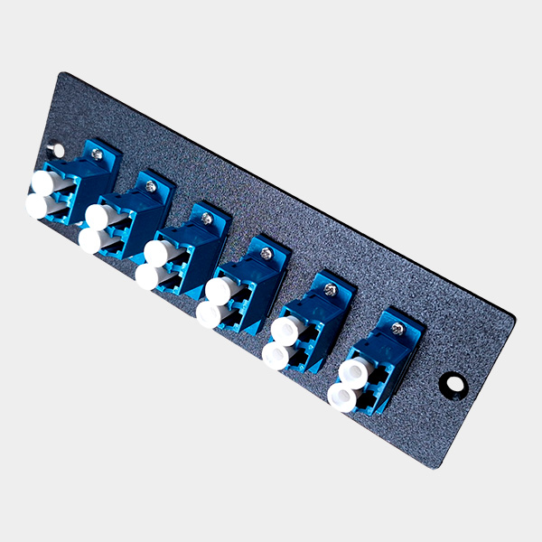Panel Cabecera Riel DIN Fibra Óptica 6 conectores LC Duplex 1