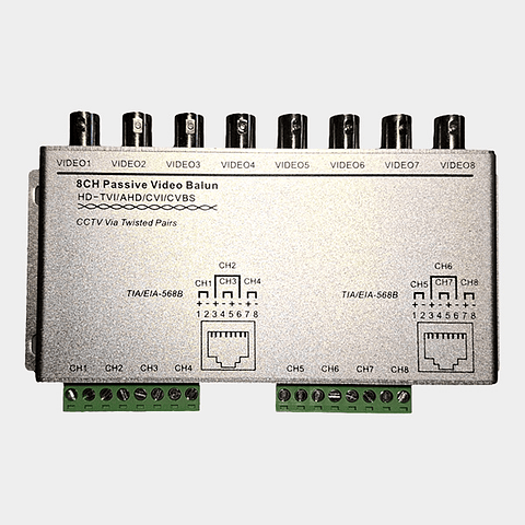 Balun 8 canales HD-TVI AHD/CVI/CVBS Pasivo